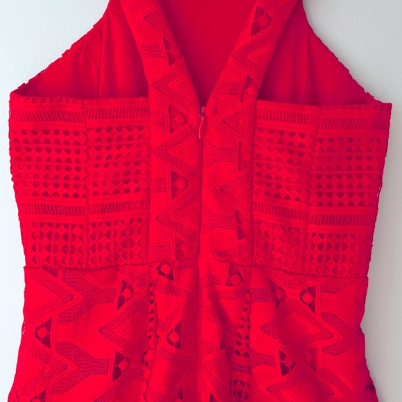 Adelyn Rae Lace Crochet Fit & Flare Dress - Red - Picture 7 of 12